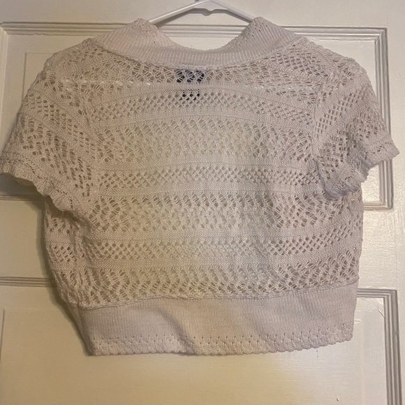 Dots white short sleeve medium cropped sweater - Picture 3 of 3